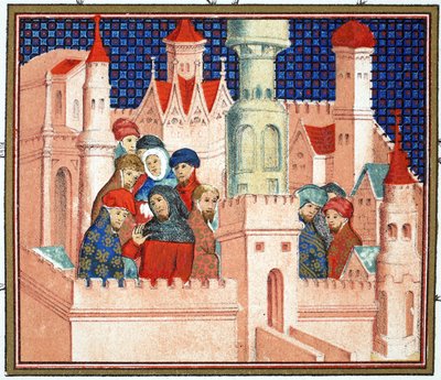 Consultation entre Richard II et ses nobles au château de Conway, copie fac-similé de Le Prinse et Mort du Roy Richart par Jean Creton, réimprimé au 19ème siècle - French School